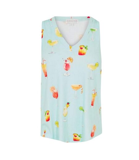 Womens/ladies Let's Drink About It Tank Top Aqua Butter PJ Salvage
