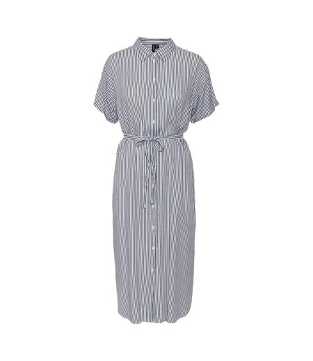 Womens/ladies Midi Shirt Dress Snow White Vero Moda