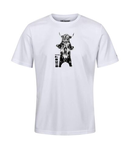 Regatta Mens Fingal Slogan III Bier Highland Cow T-Shirt (White)