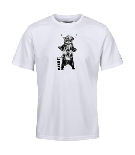 Regatta Mens Fingal Slogan III Bier Highland Cow T-Shirt (White) - UTRG10674