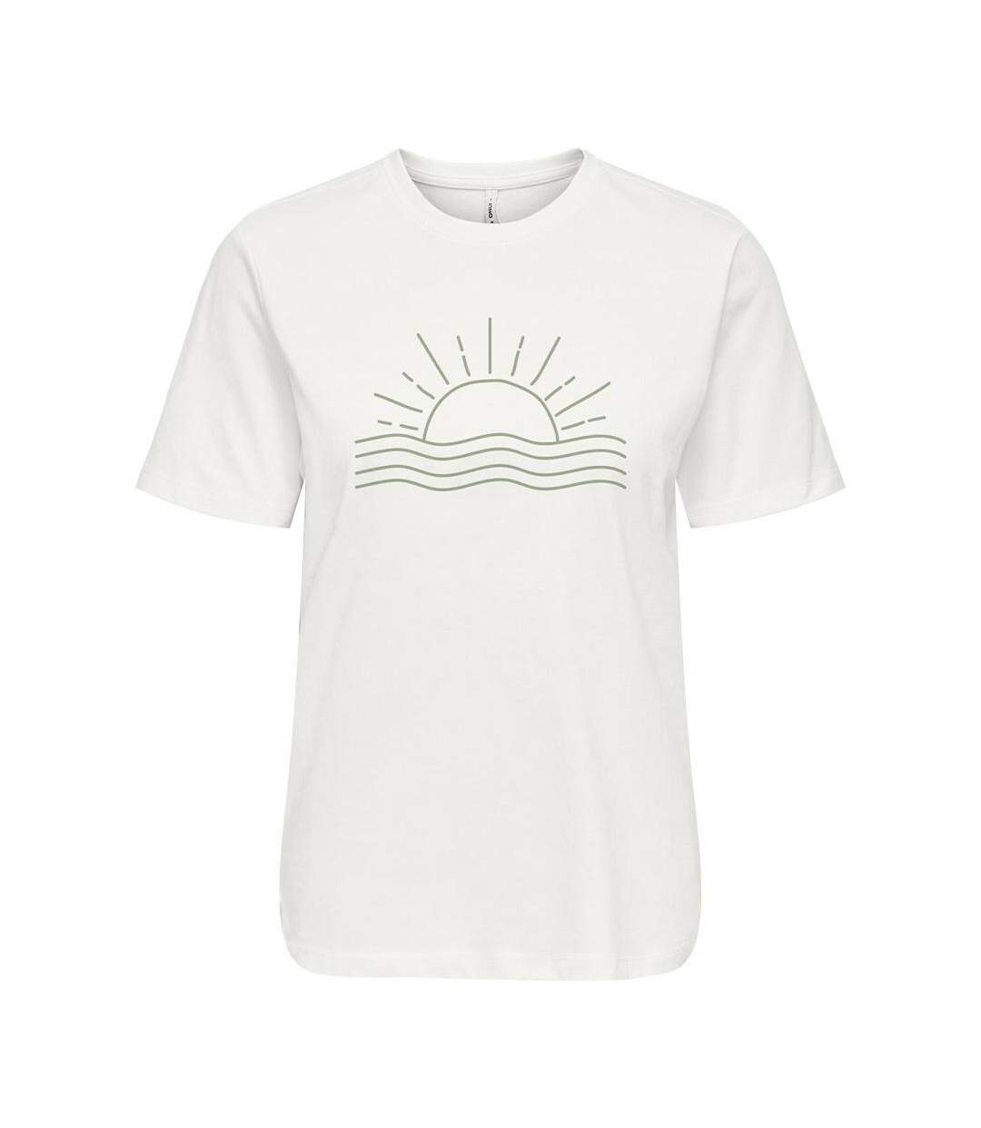T-Shirt blanc/vert femme only lanya-1