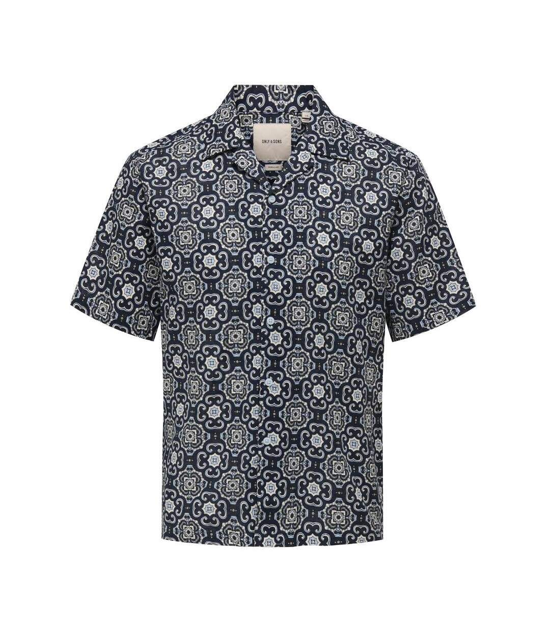 Chemise marine/bleu homme only & sons onscaiden fit-1