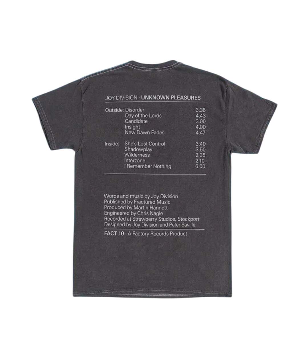 T-shirt Unknown Pleasures Adulte Noir Charbon Joy Division-3