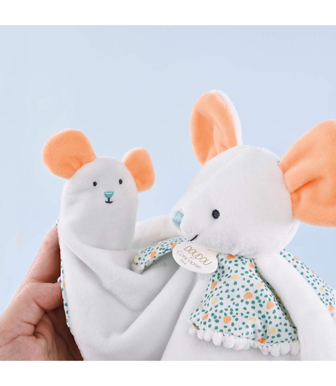 Doudou marionnette à doigts polyester collection LES PETITS FUTÉS Souris-2