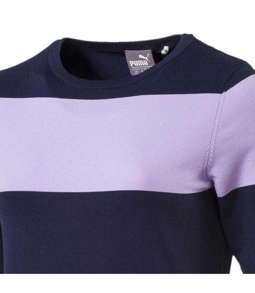 Womens/ladies Short-sleeved Golf Sweater Top Navy Purple Puma-3