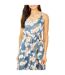 Womens/ladies Satin A-line Maxi Dress Blue Mela London-4