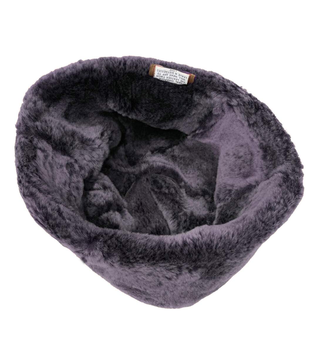 Leather womens/ladies duxford dome panel sheepskin hat brown/tipped Eastern Counties-2