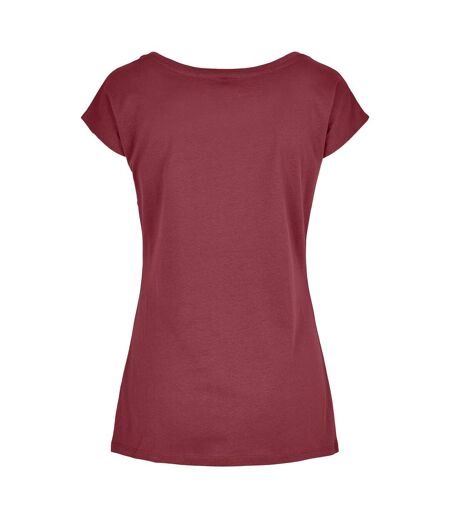 Build Your Brand Womens/Ladies Wide Neck T-Shirt (Cherry) - UTRW8369