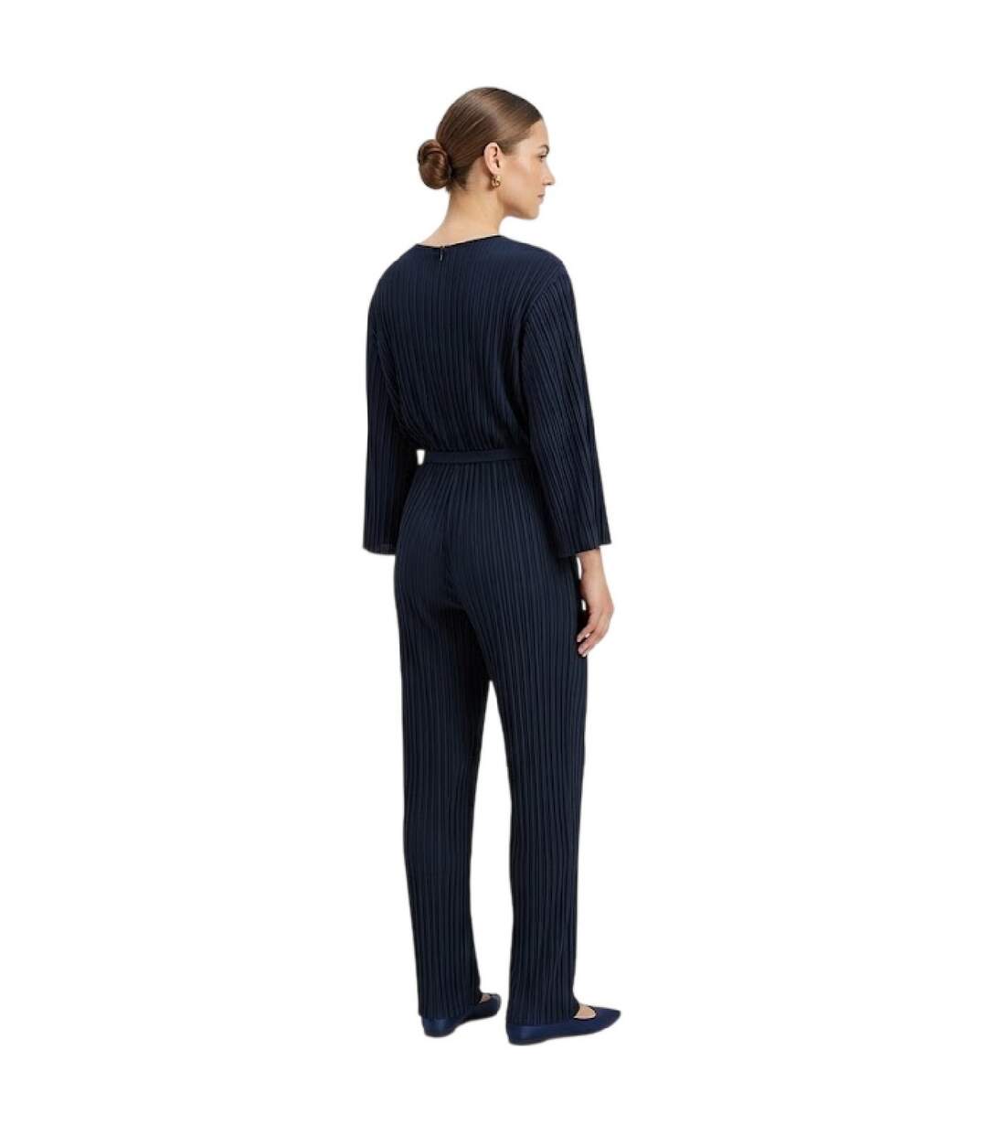 Combinaison Manches Style Blouson Motif/style Plissé Femme Bleu Boss-3