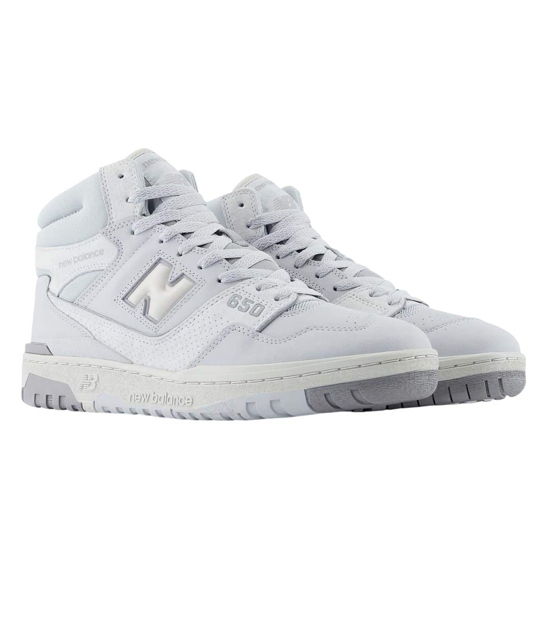 Womens/ladies 650 Leather High Top Trainers Light Grey New Balance-4