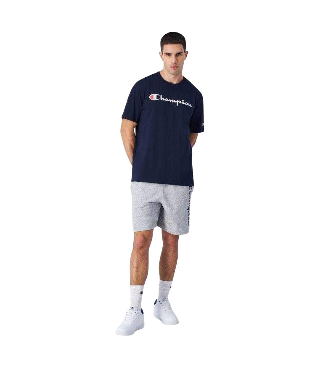 T-shirt Motif/style Logo Homme Bleu Marine Champion-4