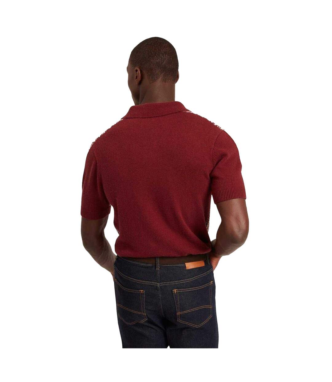 Polo Manches Courtes Motif/style Chevron Homme Bordeaux Foncé Ted Baker-3