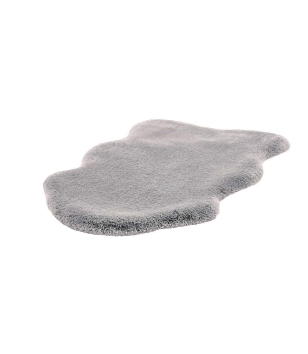 Tapis Uni Doux Poils Longs Rabbit 60x90cm Argent-2