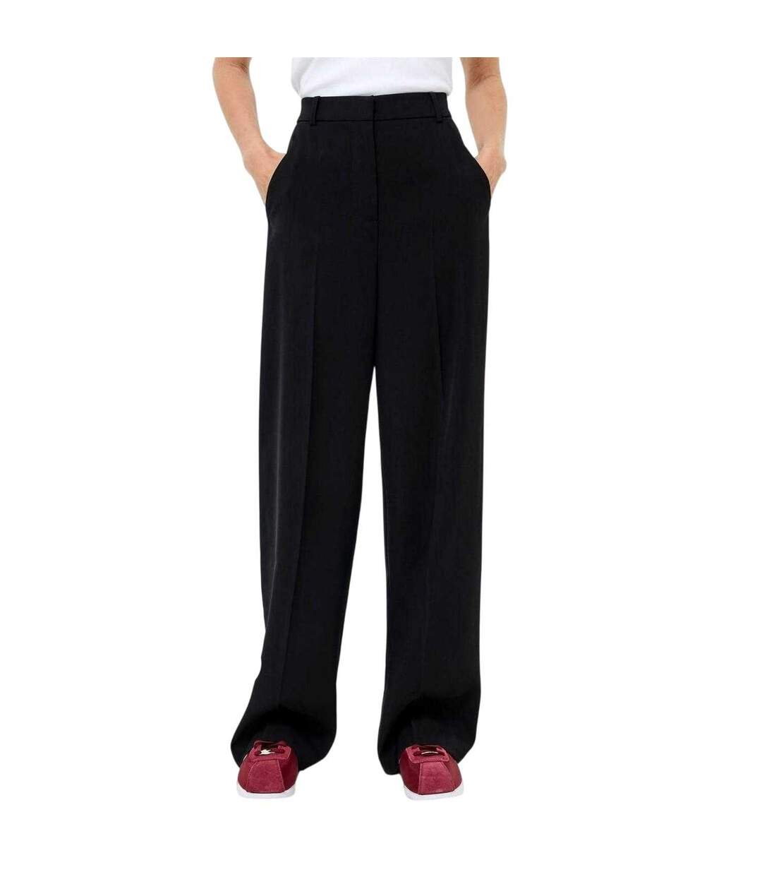 Pantalon Motif/style Rayure Latérale Bella Femme Noir Crème French Connection-4