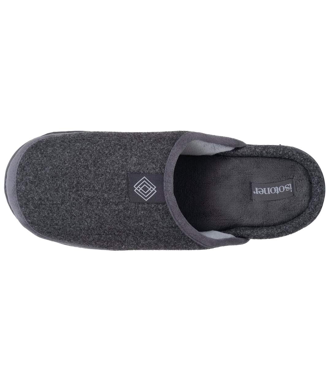 Isotoner Chaussons Mules homme velours chauds, semelle confort crantée-3