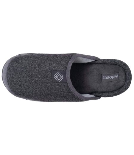 Isotoner Chaussons Mules homme velours chauds, semelle confort crantée