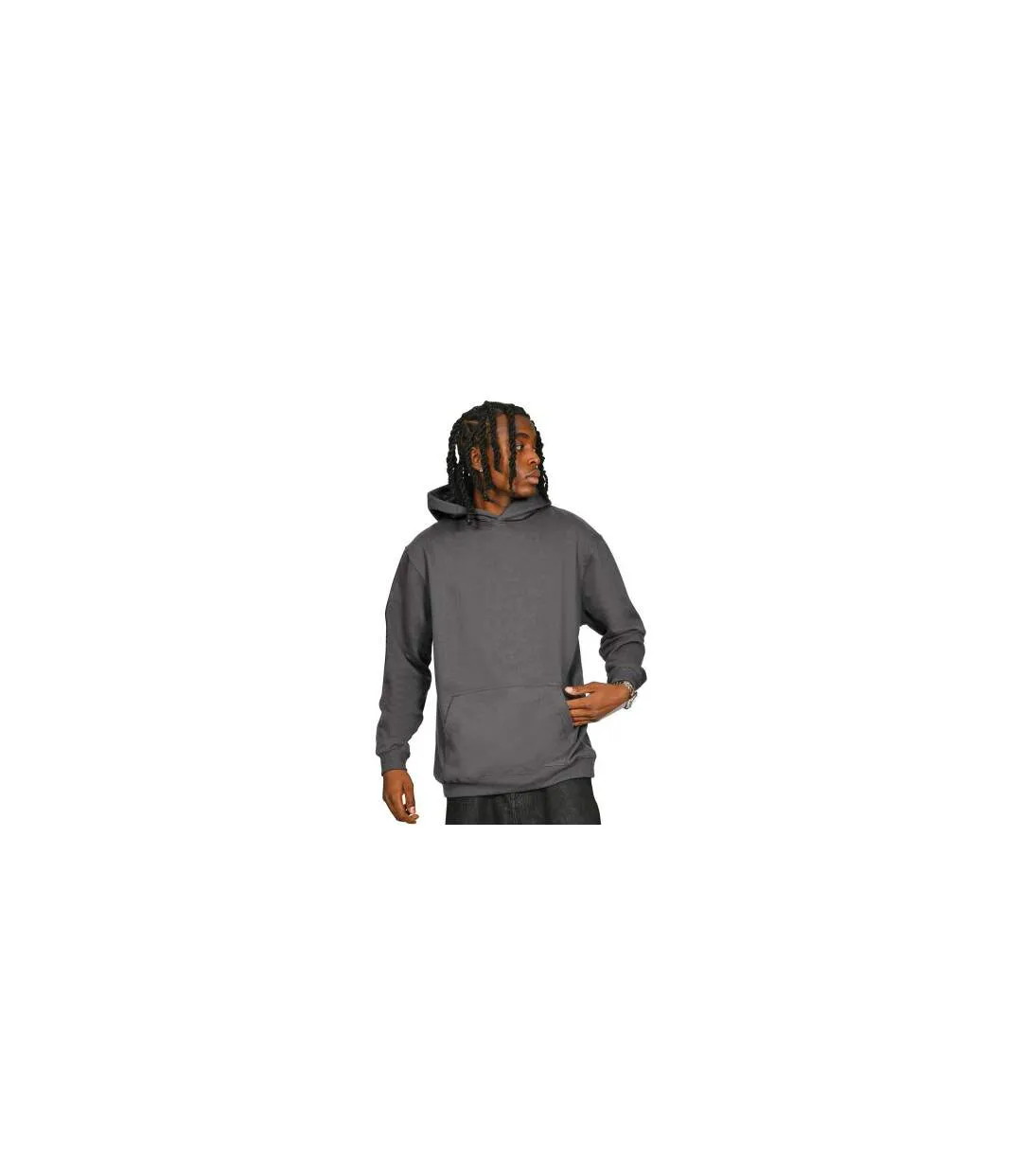 Mens Core Ringspun Cotton Oversized Hoodie Charcoal Casual Classics-1