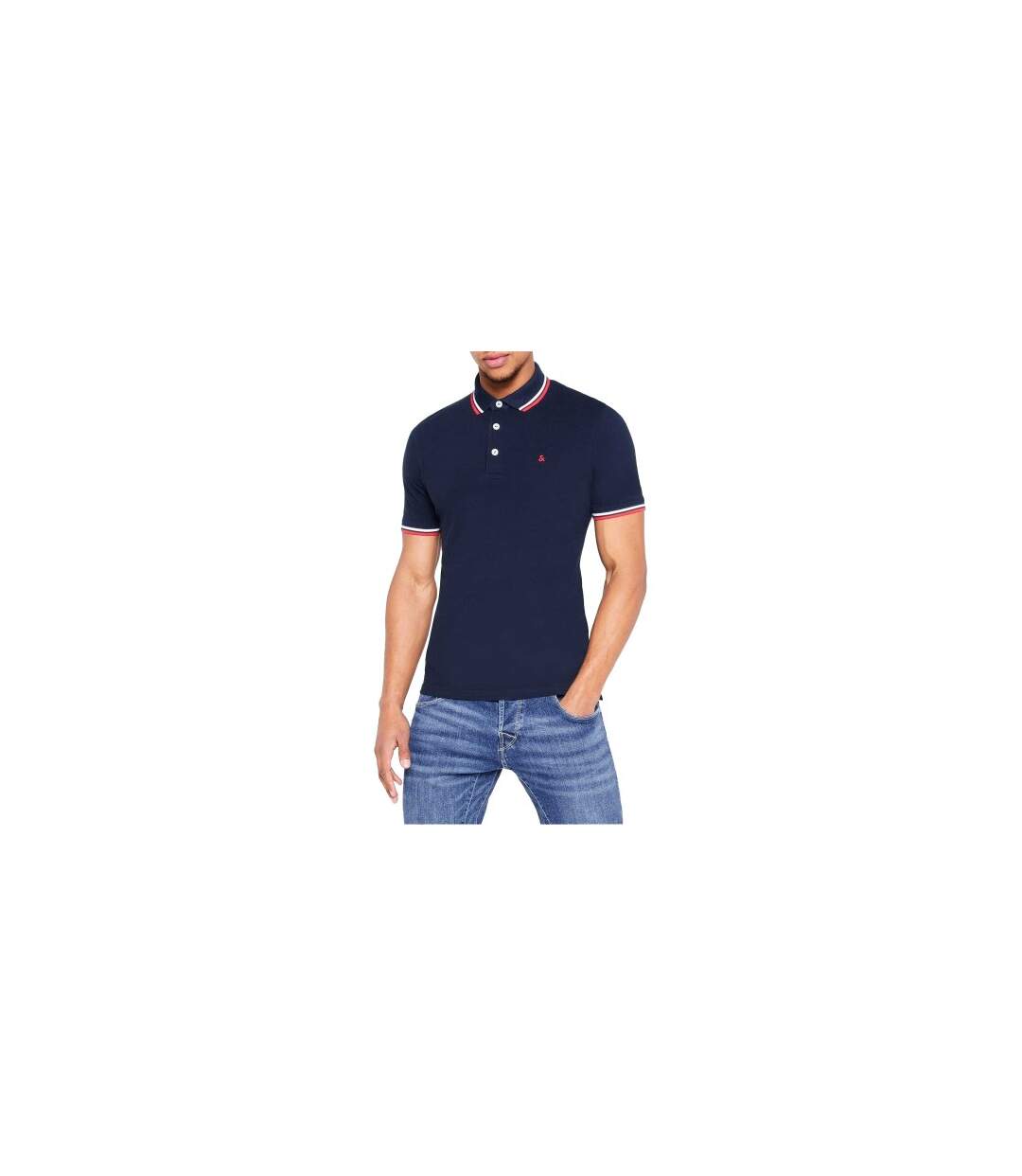 Mens Slim Short-sleeved Polo Shirt Navy Blazer Jack And Jones-1