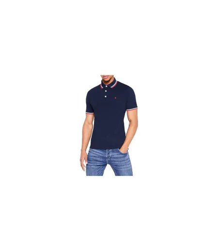Mens Slim Short-sleeved Polo Shirt Navy Blazer Jack And Jones
