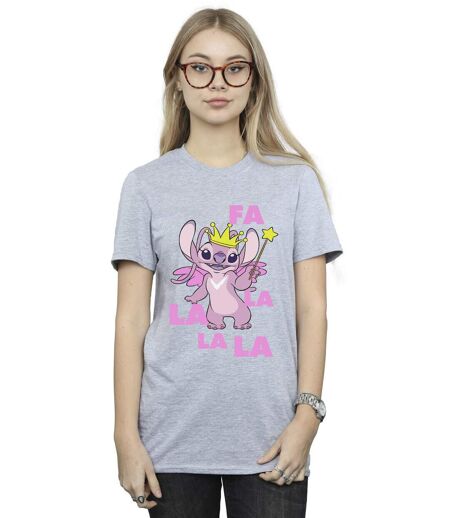 Disney Femmes/Les femmes Lilo & Stitch Angel Fa La La T-Shirt Boyfriend en coton (Gris sportif) - UTBI30584