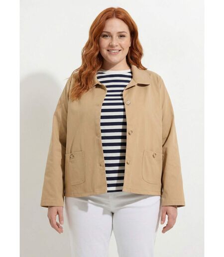 Veste courte en coton, col claudine