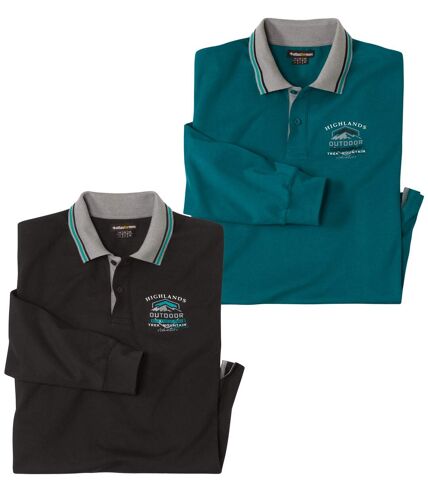 2er-Pack langärmelige Poloshirts