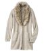 Women's Knitted Jacket with Detachable Faux-Fur Collar