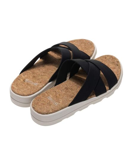 Womens/ladies Cassie Leopard Pattern Sandals Black Regatta