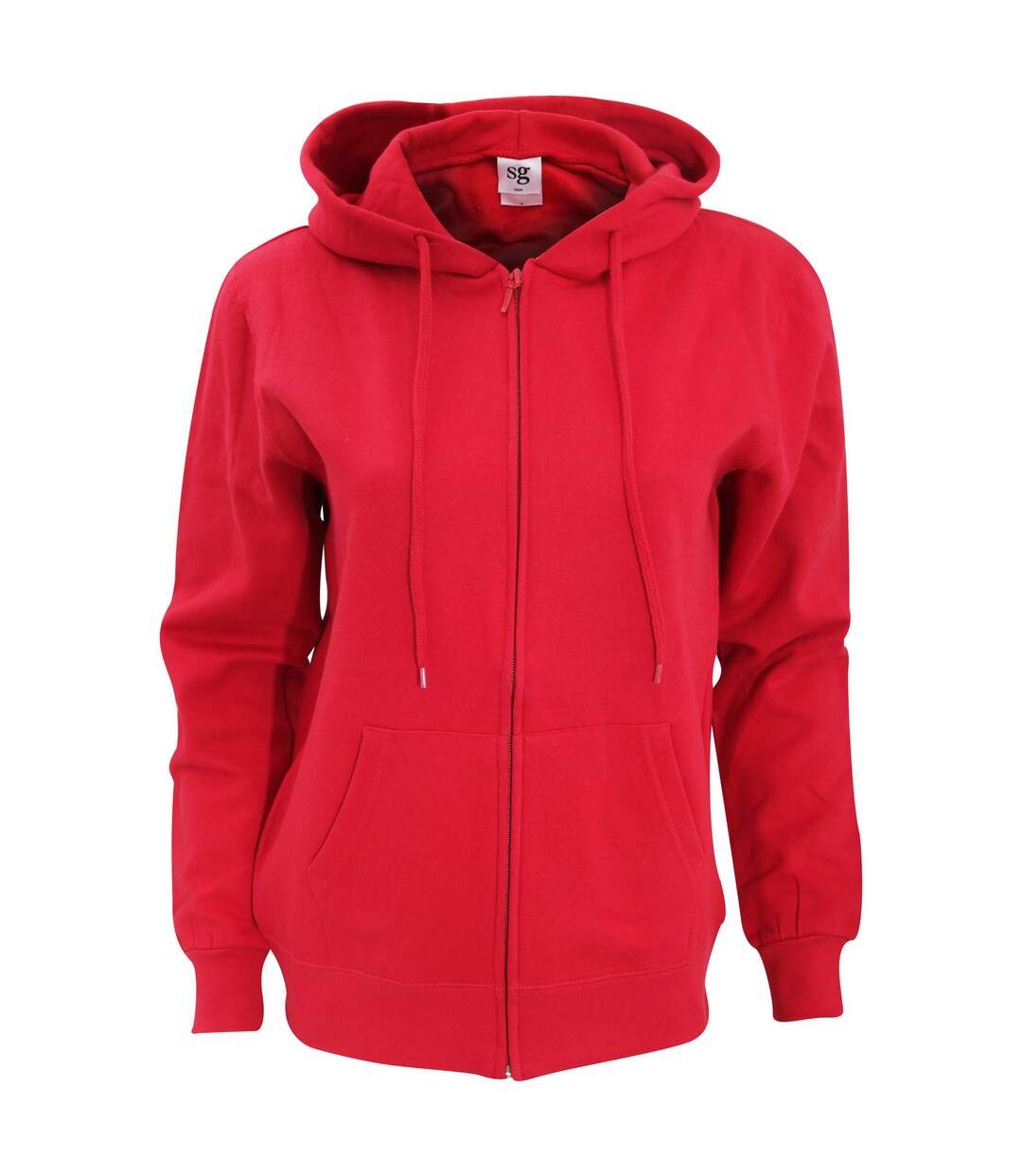 Sweatshirt Uni À Capuche Et Fermeture Zippée Femme Rouge SG-1