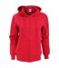 Sweatshirt Uni À Capuche Et Fermeture Zippée Femme Rouge SG-1