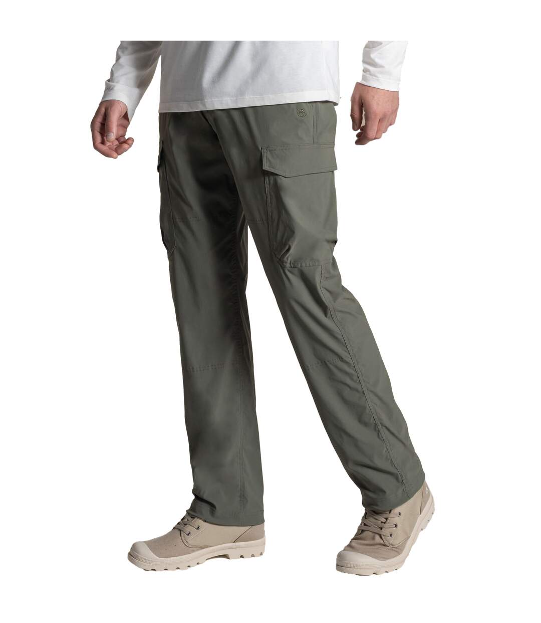Pantalon Long Et Extensible À Poches Et Taille Mi-haute Semi-élastiquée Rif Homme Kaki Craghoppers-1