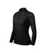 Womens/ladies Pique Fitted Long-sleeved Polo Shirt Black Malfini-3