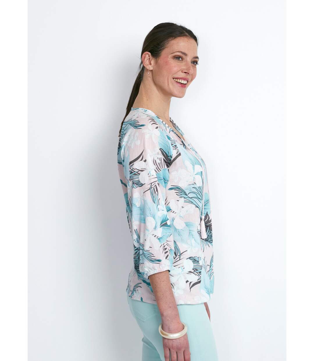 Tunique manches 3/4 voile-3