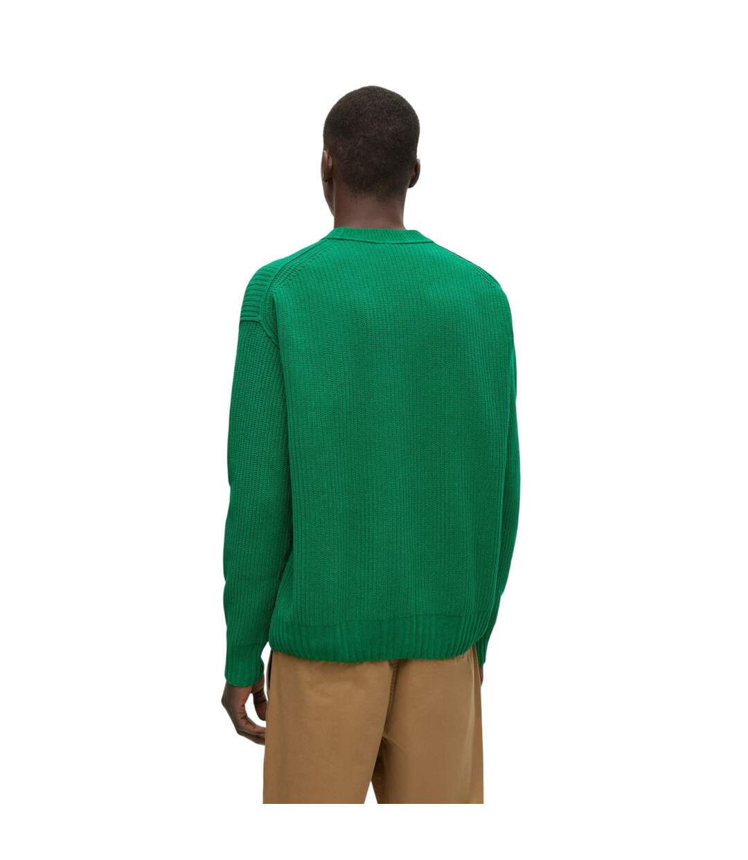 Unisex Adult Ribbed Regular Sweater Top Green Boss-3