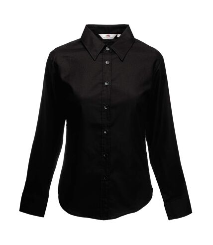 Fruit Of The Loom Ladies Lady-Fit Long Sleeve Oxford Shirt (Black) - UTBC399