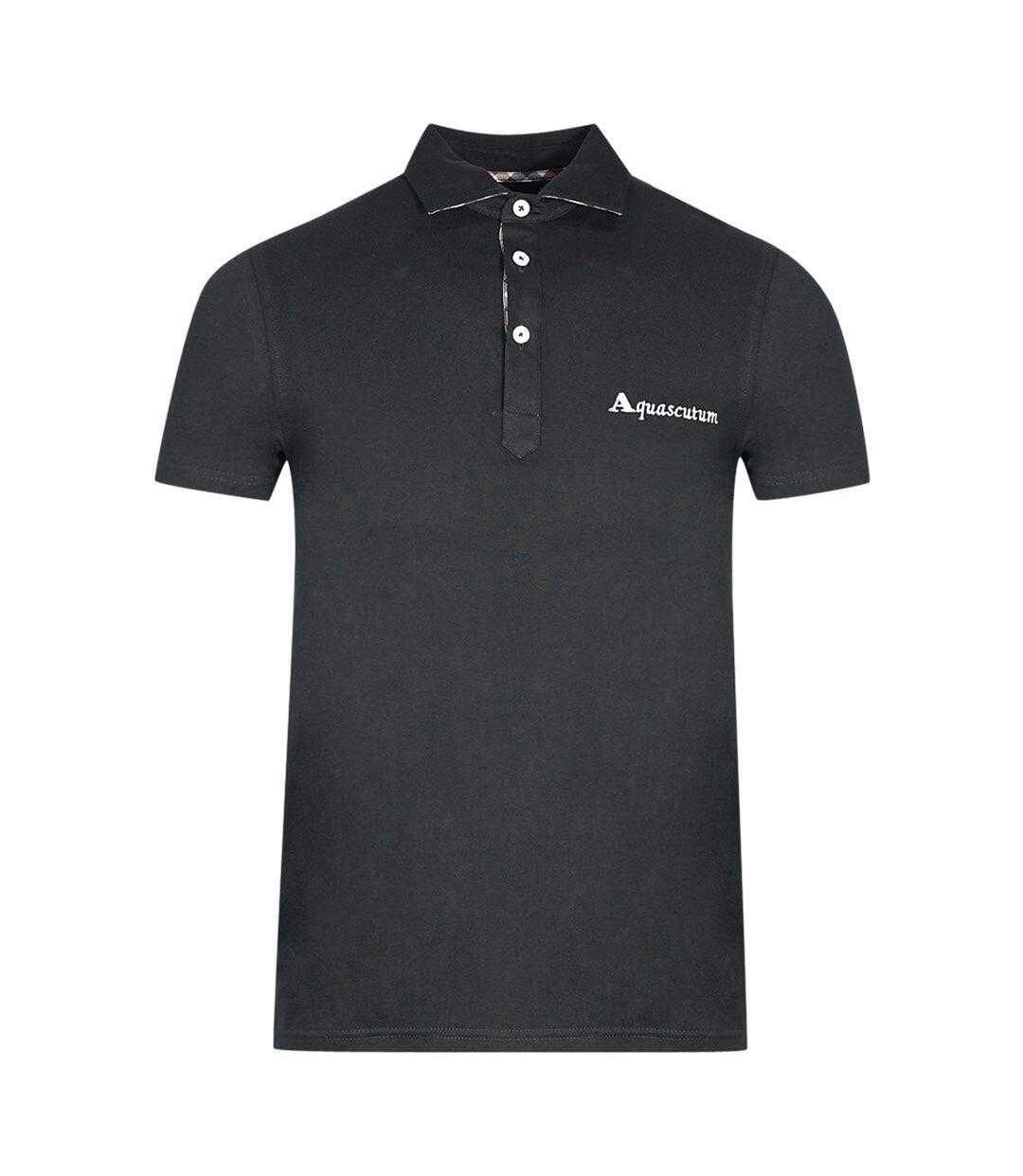 Polo Motif Signature Adulte Noir Aquascutum-1
