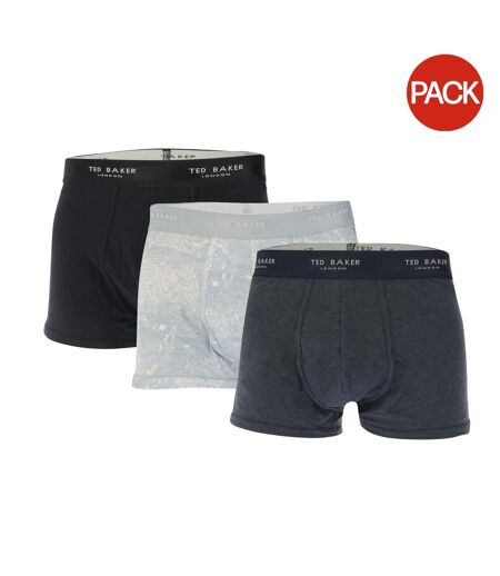 Pack Of 3  Mens Cotton Boxer Shorts  Blue Navy Grey Black Ted Baker