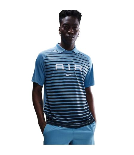 Mens Air Swoosh Stripes Polo Shirt Blue Nike
