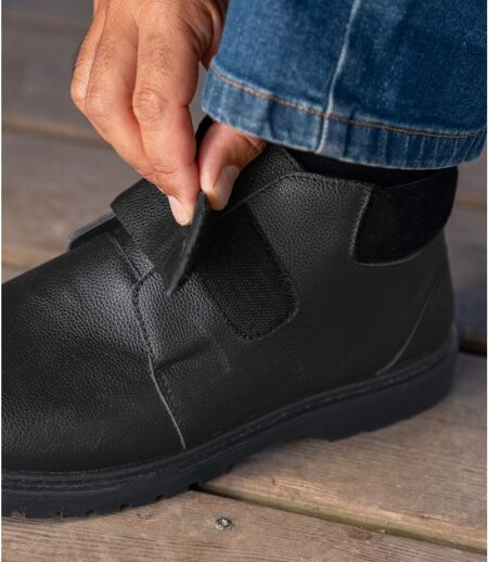 Men's Black Split Leather Ankle Boots