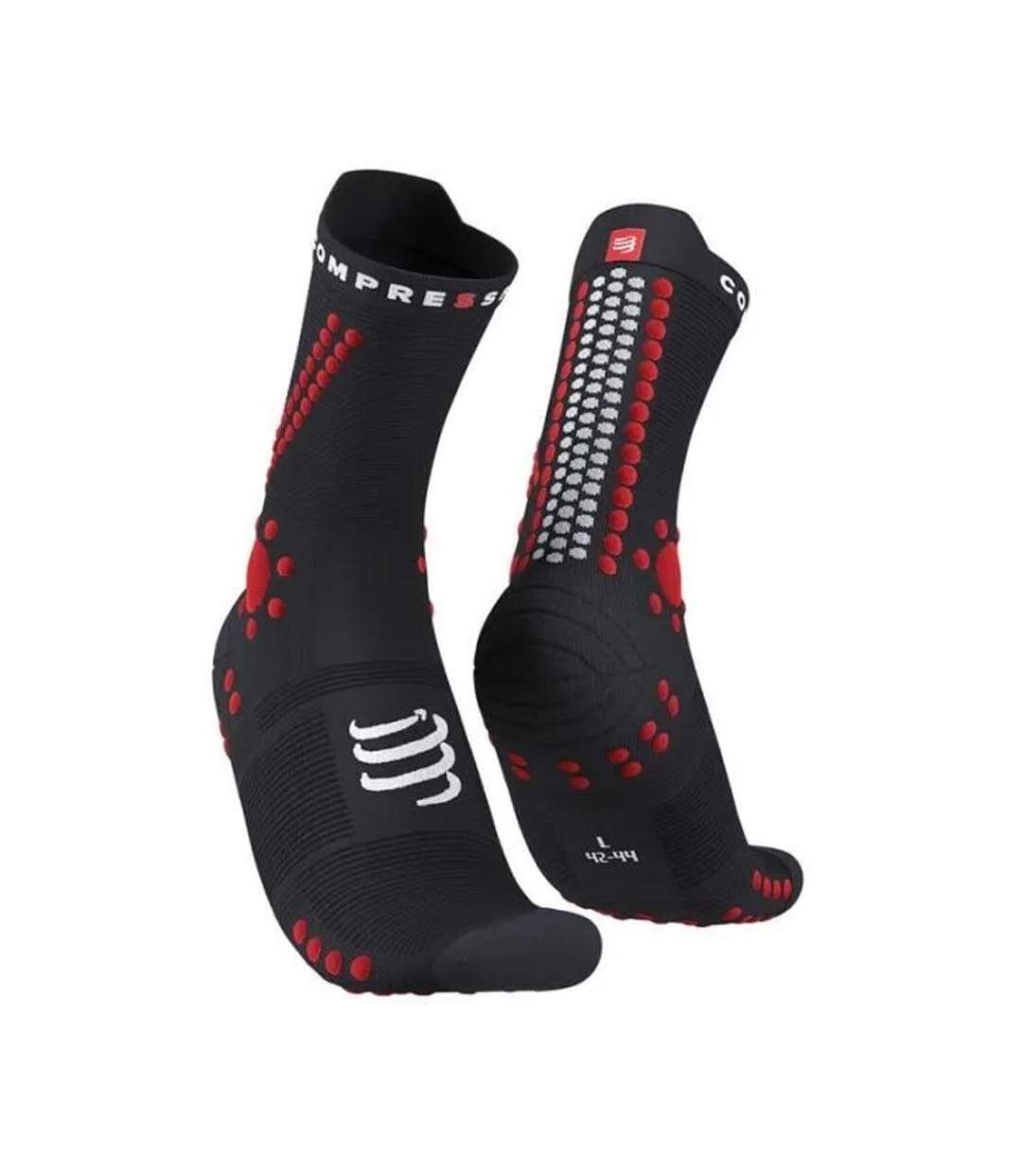 X1 paire de chaussettes trail  noir/rouge mixte compressport pro racing socks - 35/38-1