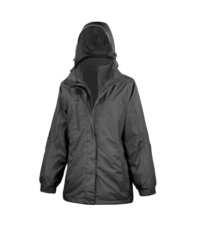 Result Womens/Ladies 3 In 1 Softshell Journey Jacket With Hood (Black / Black) - UTRW3693