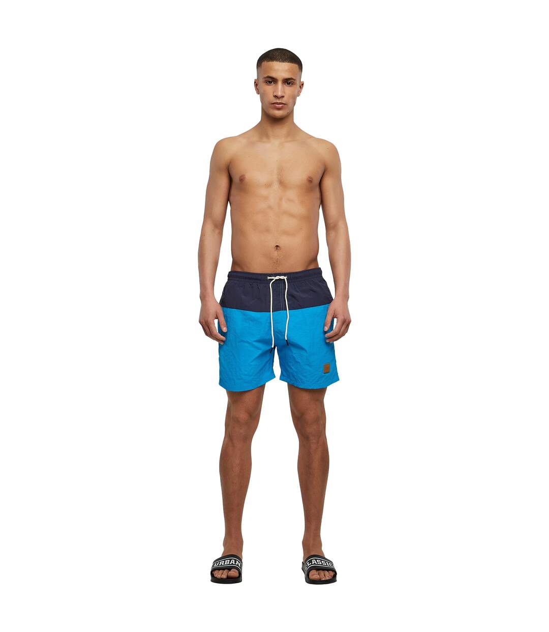 Short De Bain Motif/style Bloc Homme Bleu Marine Turquoise Vif Urban Classics-1