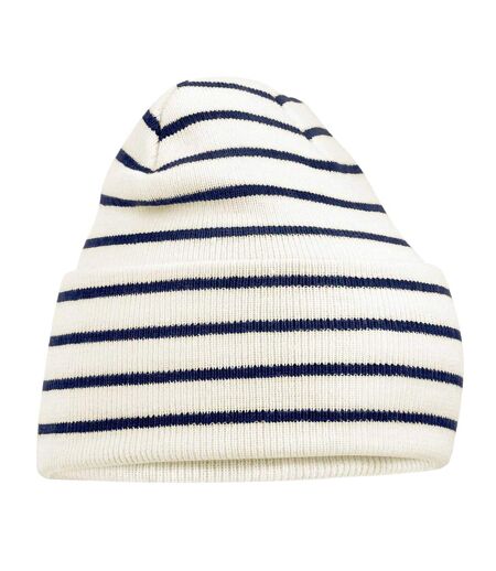 Original Stripe Deep Cuffed Beanie Soft White French Navy Beechfield