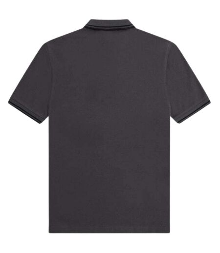 Polo Motif/style Col À Double Rayure Homme Noir Gris Fred Perry