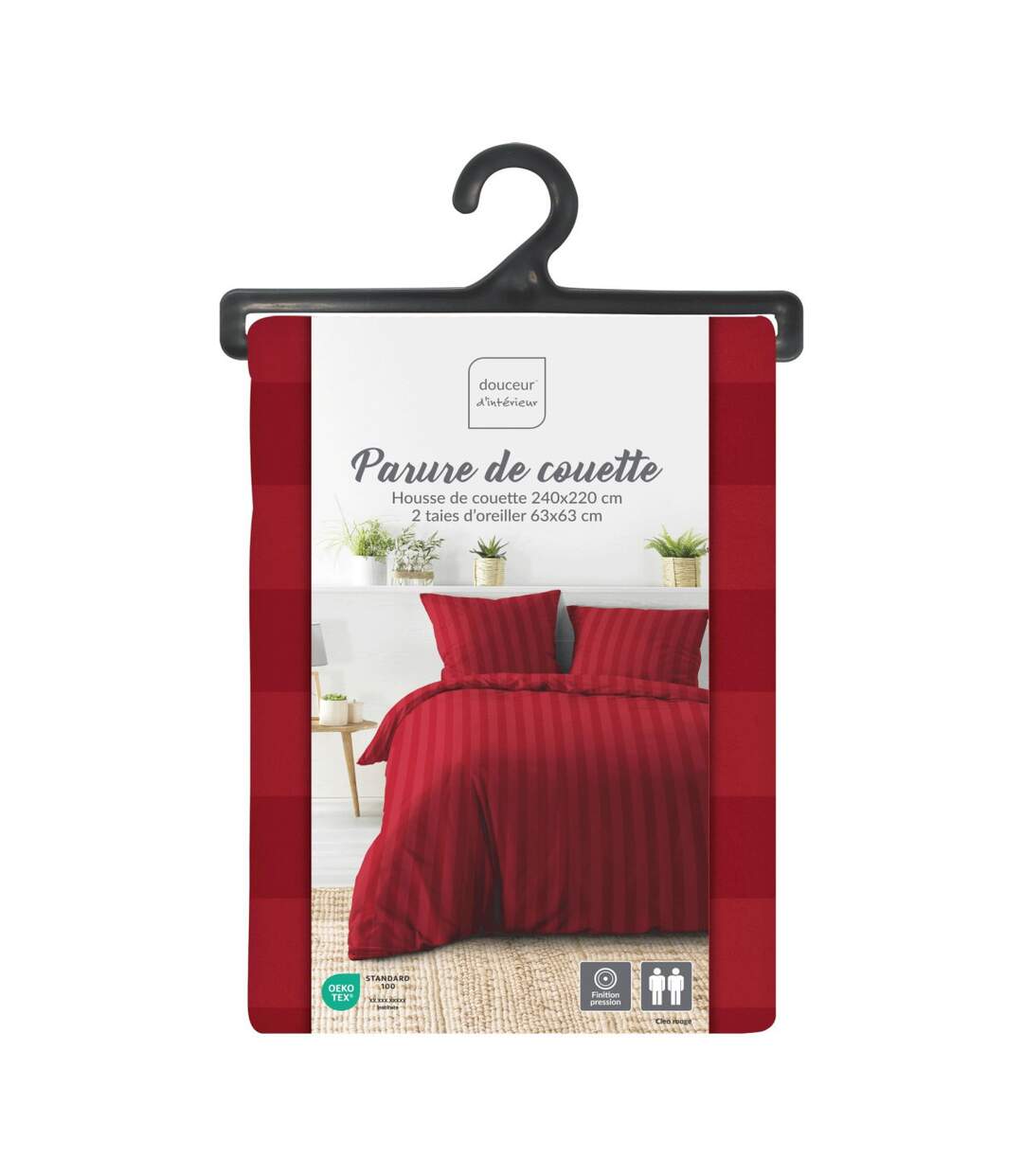 Parure de Lit 3 Pièces Cleo 240x220cm Rouge-4