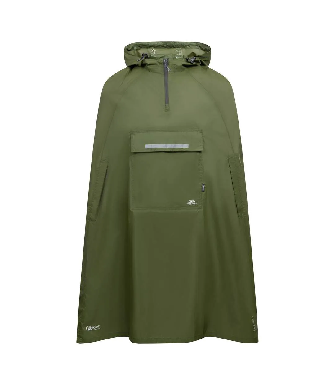 Poncho Imperméable Pliable À Capuche Qikpac Adulte Vert Mousse Trespass-1