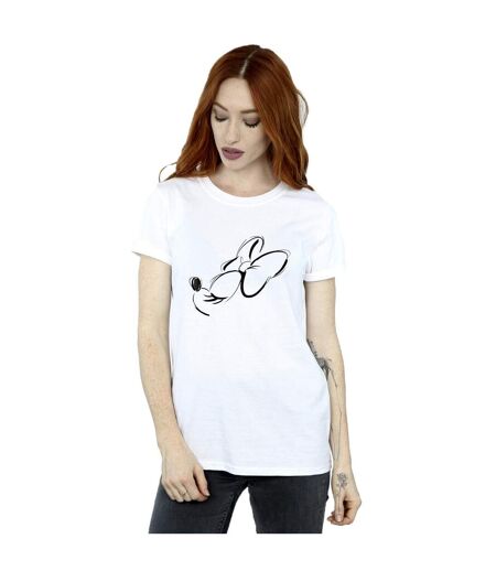 Disney Femmes/Ladies - Minnie Mouse - T-shirt boyfriend en coton avec le nez en l'air (Blanc) - UTBI48672