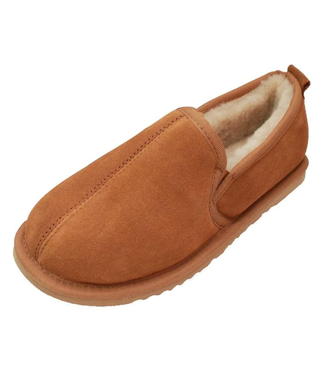 Eastern Counties Leather Mens Sheepskin Lined Soft Suede Sole Slippers (Chestnut) - UTEL162-1