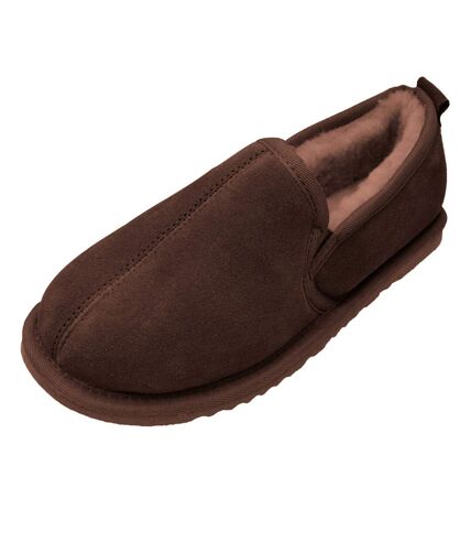 Eastern Counties Leather Mens Sheepskin Lined Soft Suede Sole Slippers (Chestnut) - UTEL162