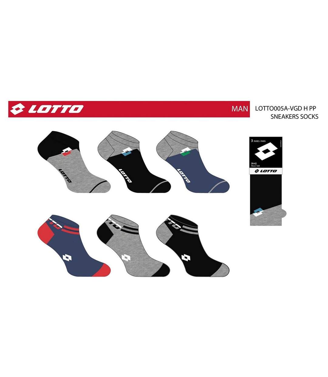 Chaussettes Homme LOTTO Pack de 6 paires SNEAKER 0187